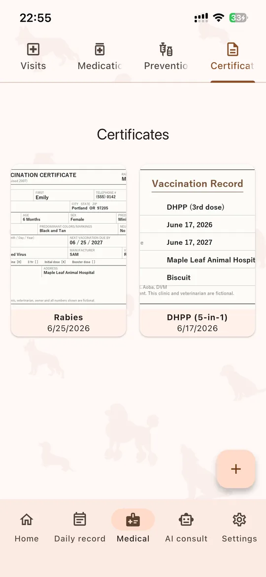 Vaccination certificates